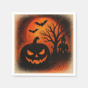 Sensational Spray Art Pumpkin Halloween Napkin