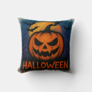 Sensational Spray Art Pumpkin Halloween Throw Pillow
