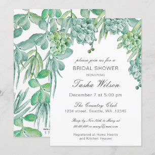 Sensational Succulents Bridal Shower Invitations