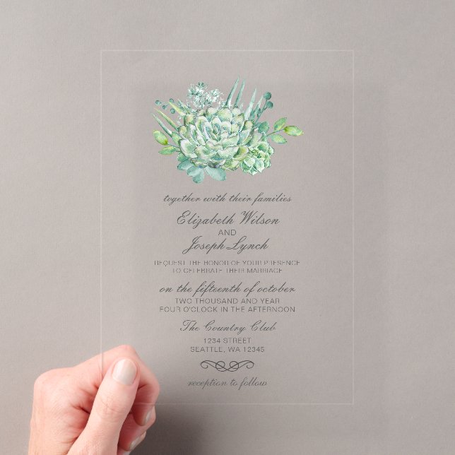Sensational Succulents Wedding Invitations (Insitu (Handheld))