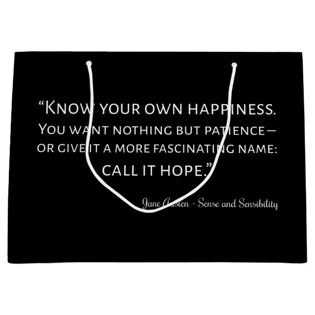 Sense And Sensibility Quote I Large Gift Bag (Front)