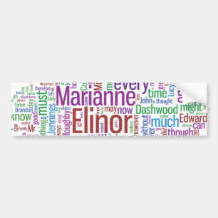 Sense and Sensibility Word Cloud Bumper Sticker