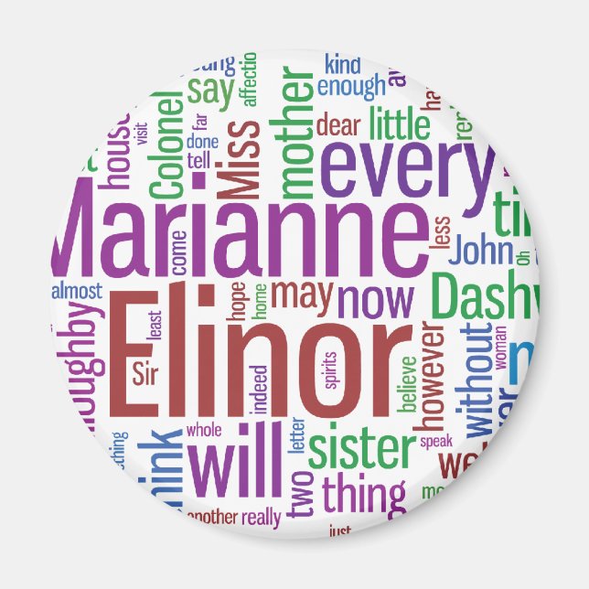 Sense and Sensibility Word Cloud Magnet (Front)