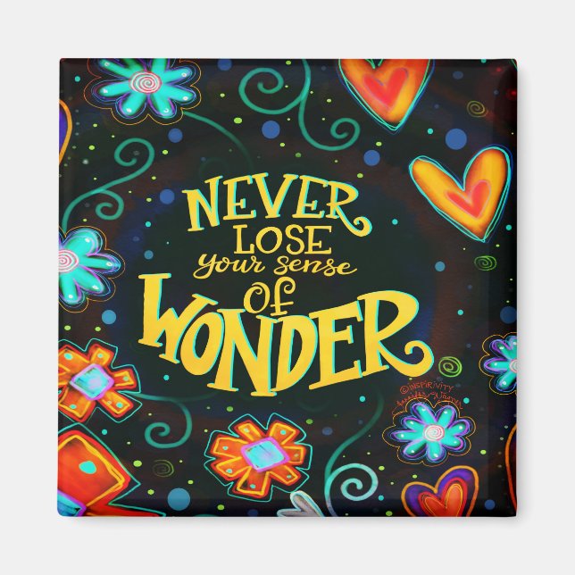 Sense of Wonder Inspirational Floral Hearts Magnet (Front)