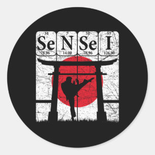 Sensei Periodic Table Elements Martial Arts Japane Classic Round Sticker