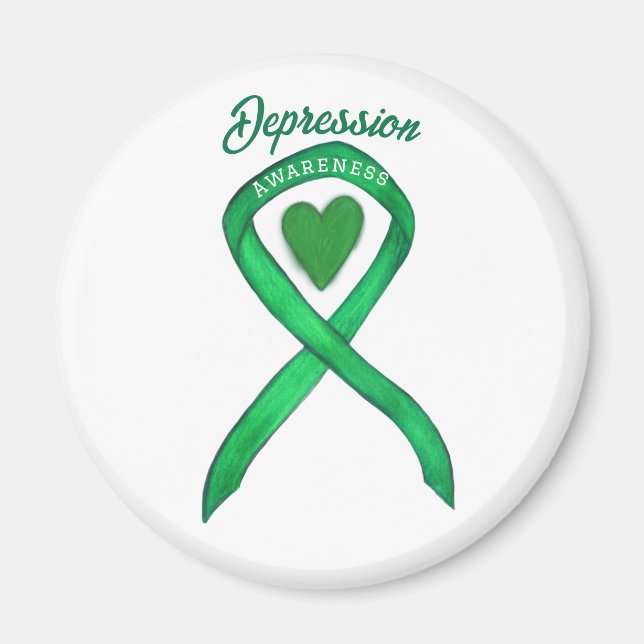 Sensibilisation à la dépression Ruban Coeur Magnet (Devant)