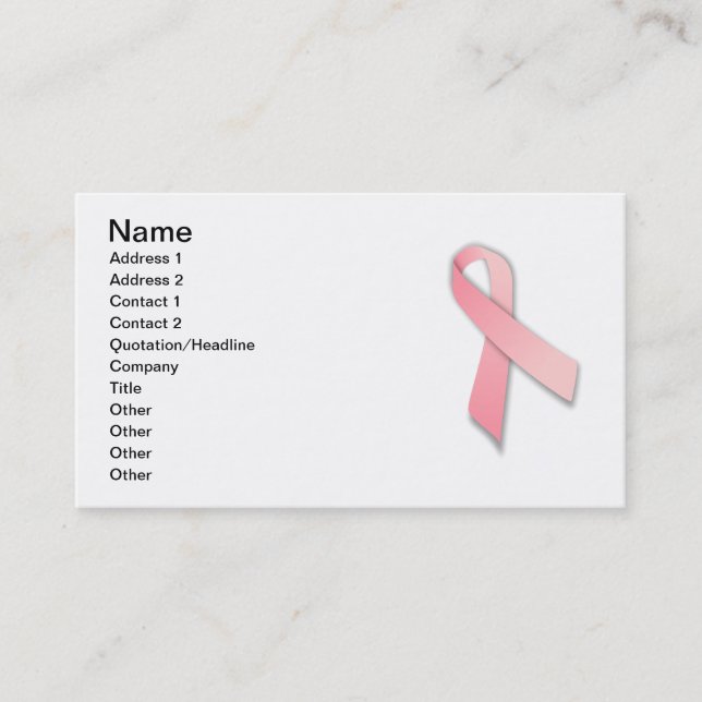 Sensibilisation au cancer du sein carte de visite  (Devant)