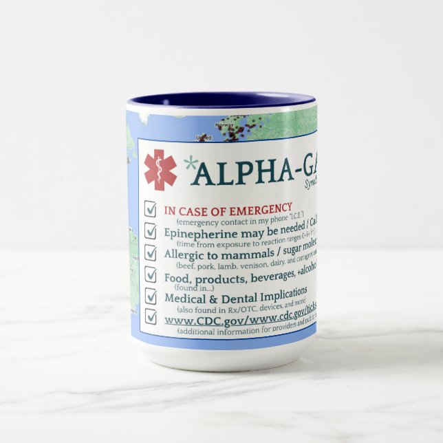 Sensibilisation au syndrome alpha-gal (15oz) Mug (Centre)