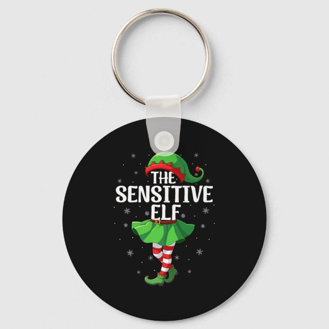 Sensitive Elf Christmas Girls Women Elf Squad Xmas Keychain (Front)