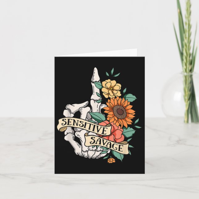 Sensitive Savage Flower Skeleton Dead Inside Motiv Card (Front)