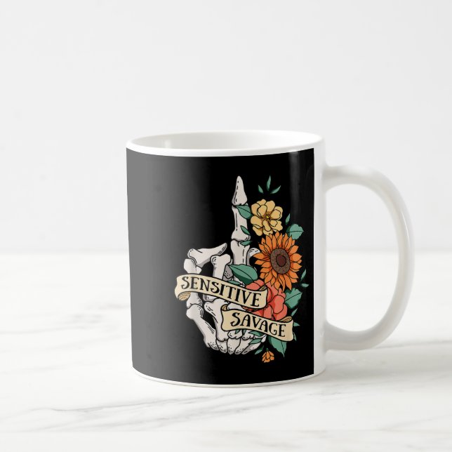Sensitive Savage Flower Skeleton Dead Inside Motiv Coffee Mug (Right)