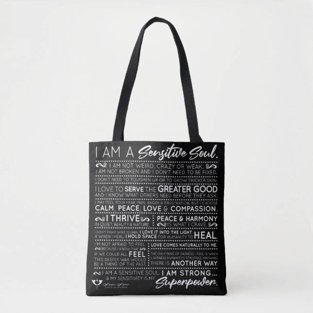 Sensitive Soul Empowerment Tote Black Bag (Front)