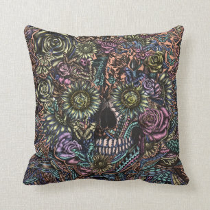 Sensory Overload Skull Throw Pillow
