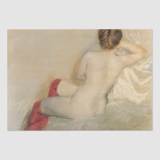 Sensual Female Beauty with Red Stockings Tissue Paper (Front)