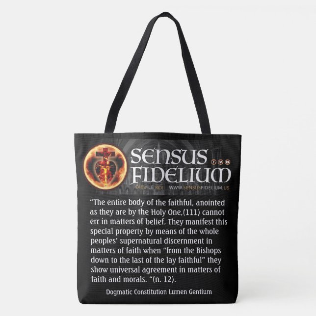 Sensus Fidelium Catholic  "Sense of the Faithful" Tote Bag (Front)