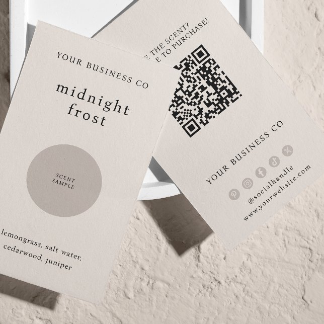 Sent Échantillon Tester parfum Beige QR Code Card (Créateur téléchargé)