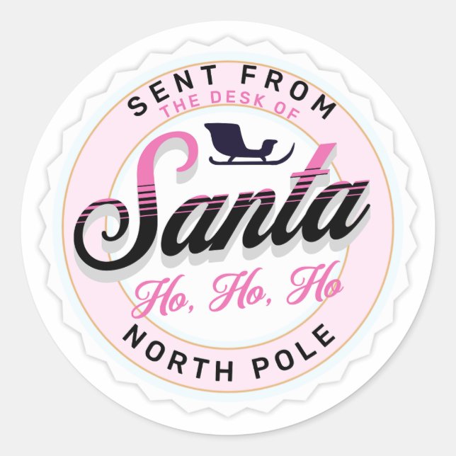 Sent from the Desk of Santa Stamp  Classic Round Sticker (Front)