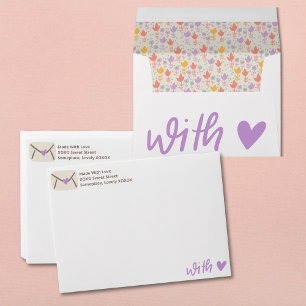 Sent With Love Purple and Brown Handwritten Envelope