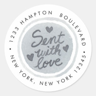 Sent with Love Return Address Classic Round Sticker