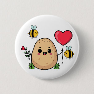Sent With Love Romantic Potato 2 Inch Round Button
