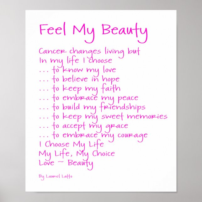 Sentez ma beauté Cancer Poème Poème Texte Poster (Devant)
