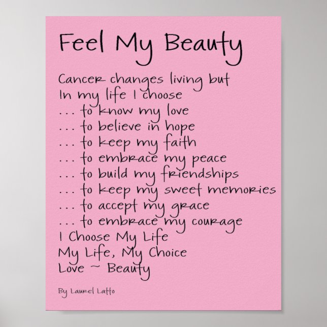 Sentez ma beauté Cancer Poème Poème Texte Poster (Devant)