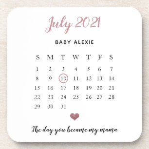 sentimental baby announcement cute heart glitter   coaster