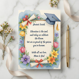 Sentimental Floral Watercolor Poem Graduation Card
