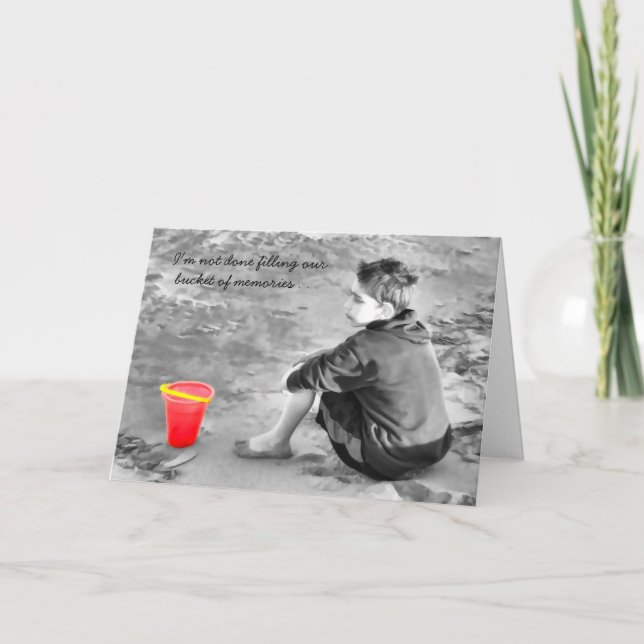 Sentimental Missing You Beach Bucket of Memories Card (Front)