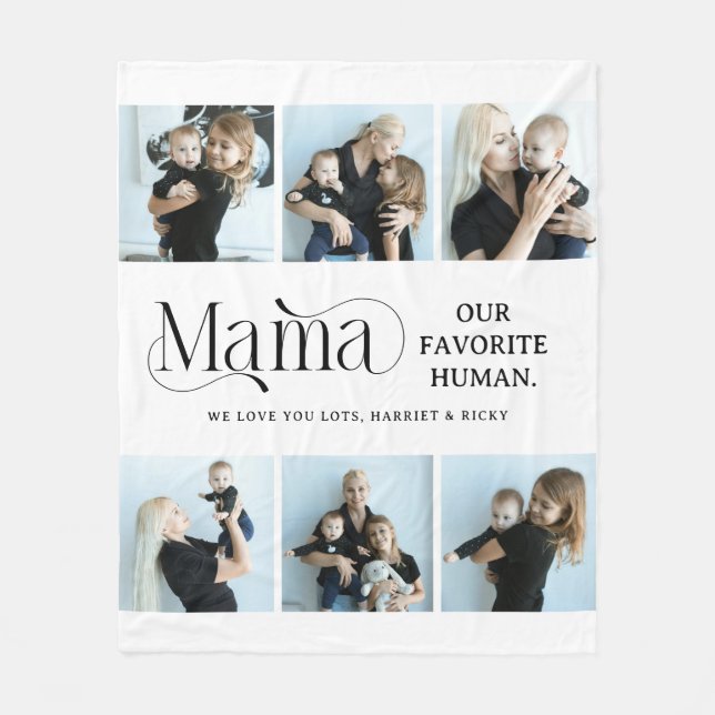 Sentimental Photo Collage Mama Keepsake  Fleece Blanket (Front)