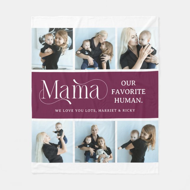 Sentimental Photo Collage Mama Keepsake  Fleece Blanket (Front)