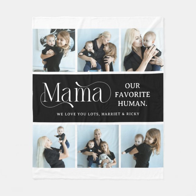 Sentimental Photo Collage Mama Keepsake  Fleece Blanket (Front)