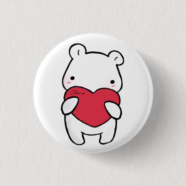 Sentimental polar bear 1 inch round button (Front)