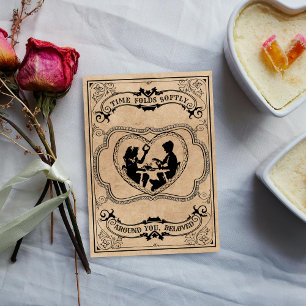 Sentimental Sepia Vintage Silhouette Heart Holiday Card