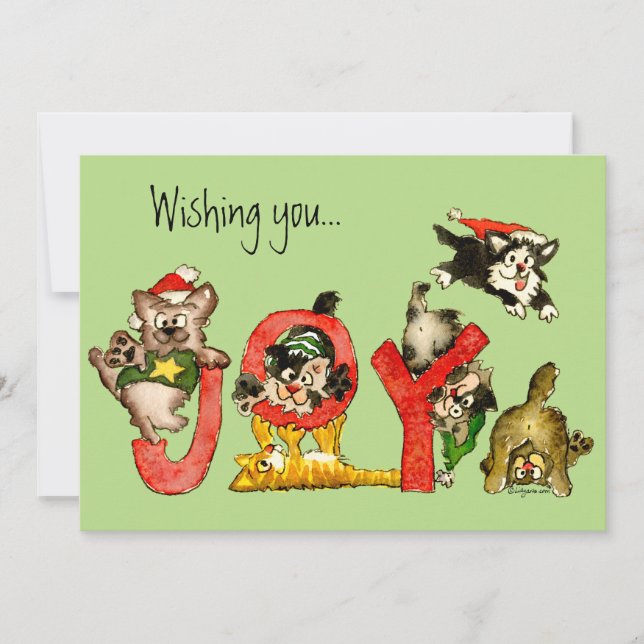 Sentiments de carte de Noël de vacances de chats (Devant)