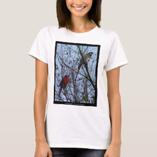 Sentinels Blue Jay and Cardinal by Lee Hiller T-Shirt