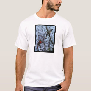 Sentinels Blue Jay and Cardinal by Lee Hiller T-Shirt