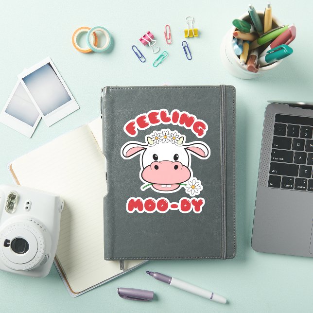 Sentir Moo-dy | Sticker de devis de vache en dessi (Couverture iPad)