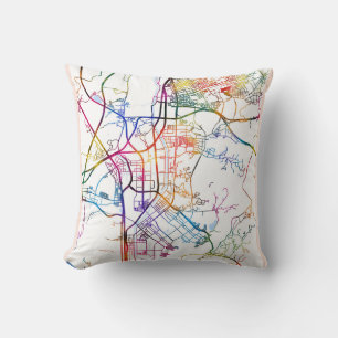 Seongnam-si South Korea City Map Throw Pillow