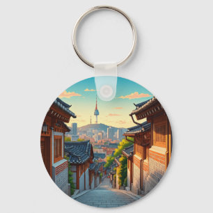 Seoul Bukchon South Korea Sunset Keychain