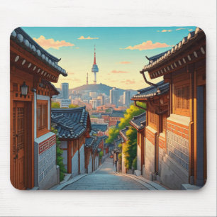 Seoul Bukchon South Korea Sunset Mouse Pad