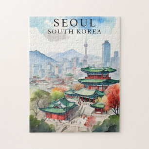 Seoul Corée du Sud Puzzle Casse-tête Voyage Vintag