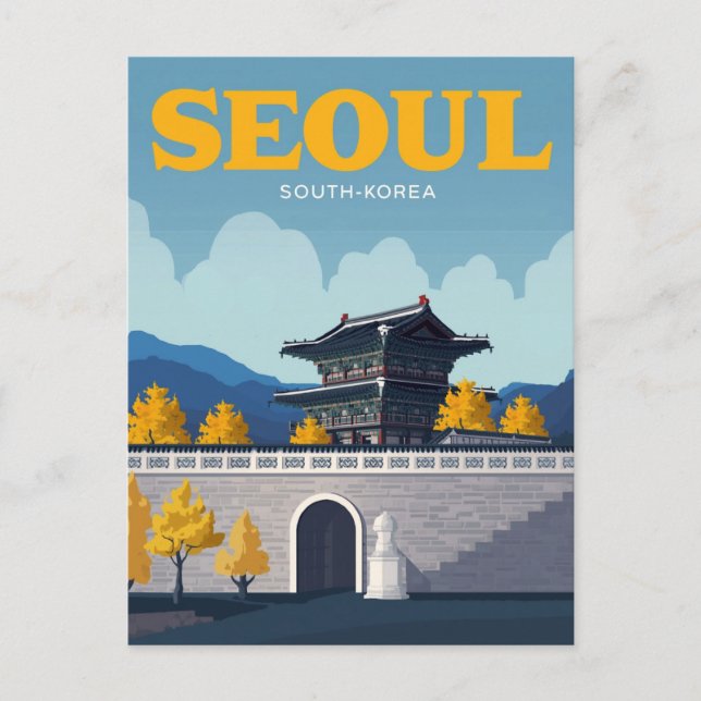 Seoul Gyeongbokgung Palace Vintage Art Postcard (Front)