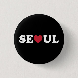 Seoul Love Heart 1 Inch Round Button