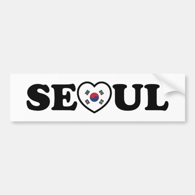 Seoul Love Heart Flag Bumper Sticker (Front)