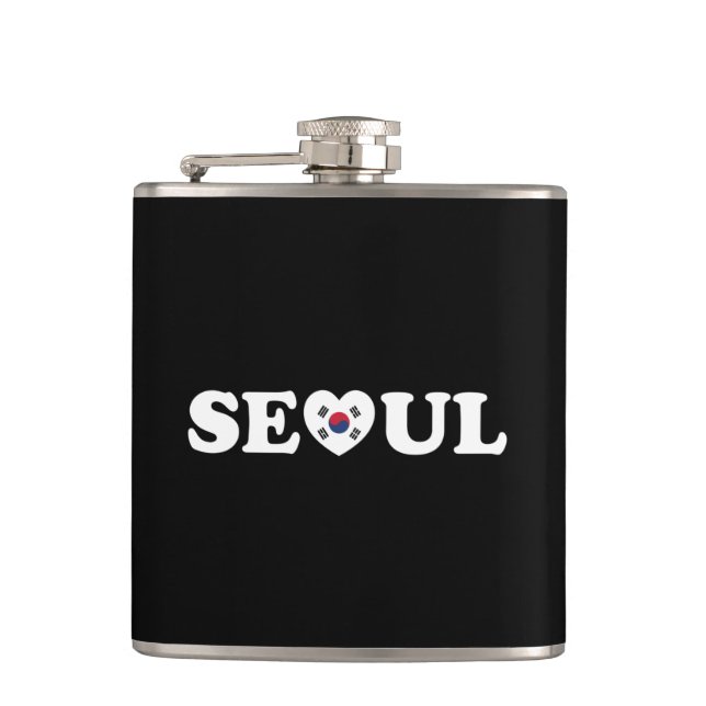 Seoul Love Heart Taegeukgi Flag Hip Flask (Front)