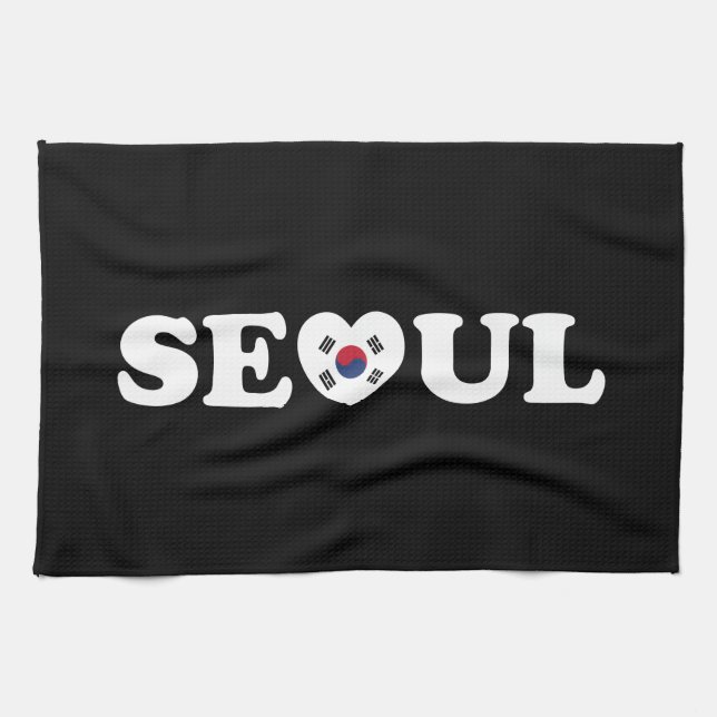 Seoul Love Heart Taegeukgi Flag Kitchen Towel (Horizontal)