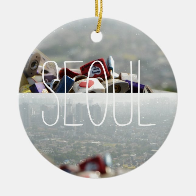 Seoul Love Locks Ceramic Ornament (Front)