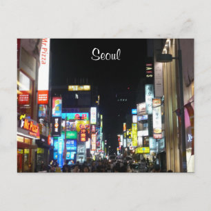 seoul night lights postcard