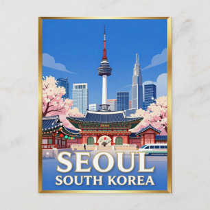 Seoul Palace Skyline South Korea Postcard